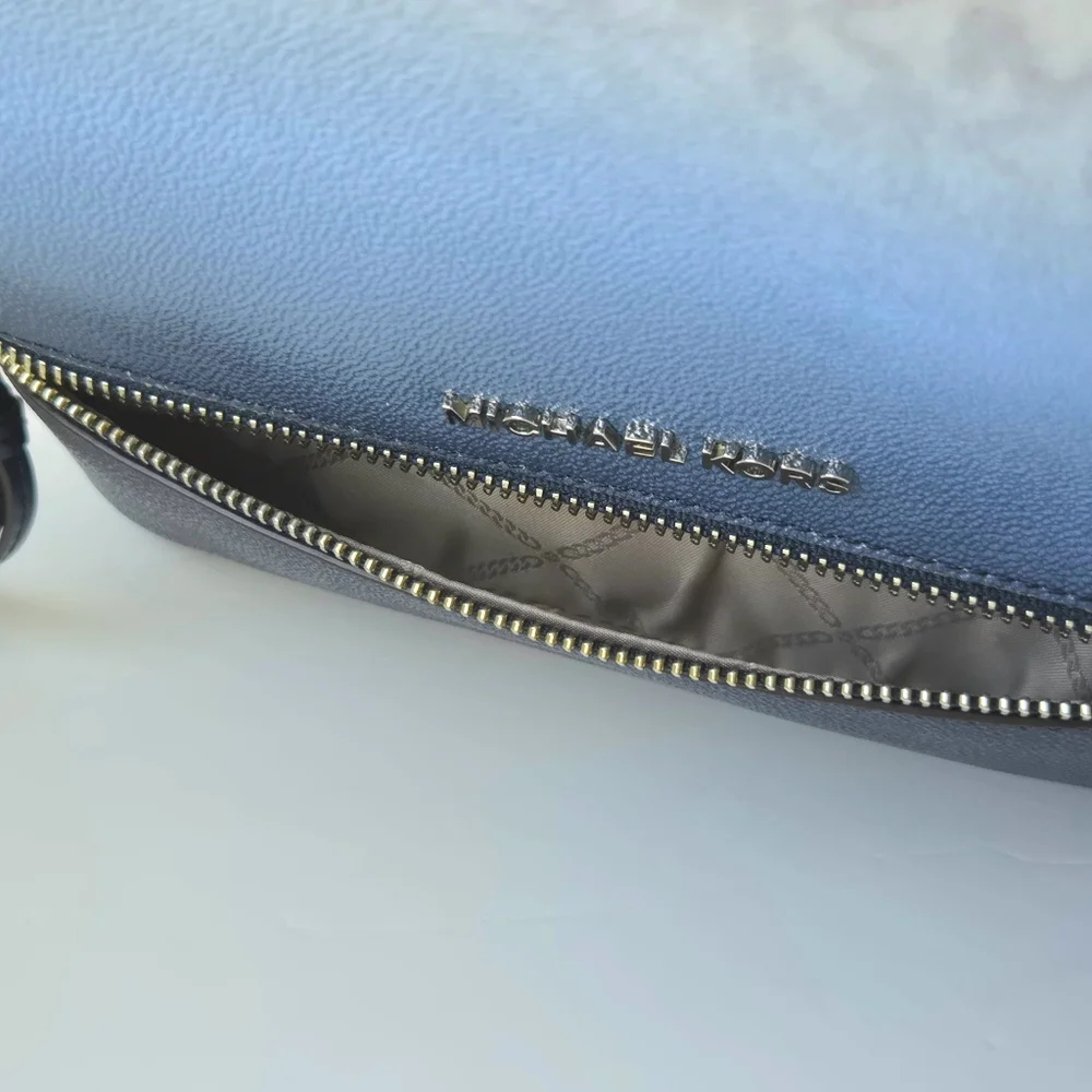 Retired MICHAEL KORS Rhea Medium Ombré Logo Backpack Navy Chambray Colorblock - Picture 11 of 14